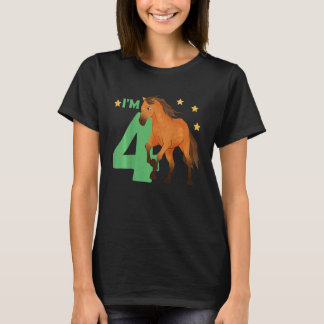 T-shirt Enfants Enfants 4e anniversaire Cheval Quatre ans 