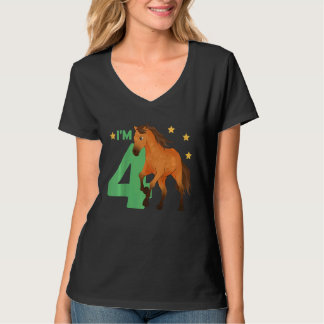 T-shirt Enfants Enfants 4e anniversaire Cheval Quatre ans 