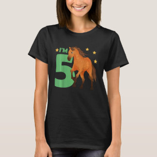 T-shirt Enfants Enfants 5e anniversaire Cheval Cinq ans Ri