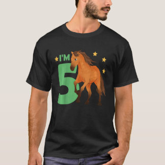 T-shirt Enfants Enfants 5e anniversaire Cheval Cinq ans Ri