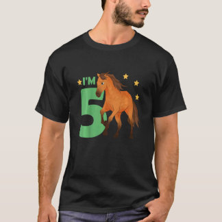 T-shirt Enfants Enfants 5e anniversaire Cheval Cinq ans Ri