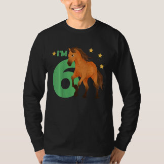 T-shirt Enfants Enfants 6e anniversaire Cheval Six ans Anc