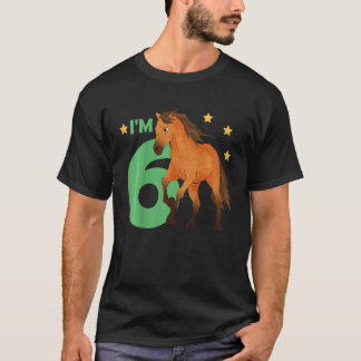 T-shirt Enfants Enfants 6e anniversaire Cheval Six ans Anc