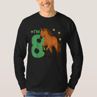 T-shirt Enfants Enfants 8e anniversaire Cheval Huit ans F