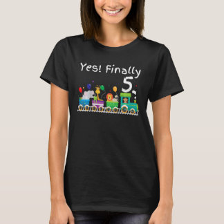 T-shirt Enfants Enfin 5 5 5e Anniversaire Fête Train Zoo A