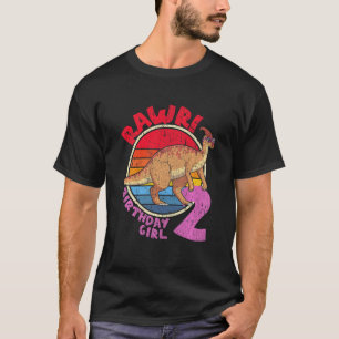 T-shirt Enfants Fille 2e Anniversaire I Rawday! Parasaurol