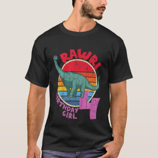 T-shirt Enfants Fille 4e anniversaire I Rawday! Brachiosau