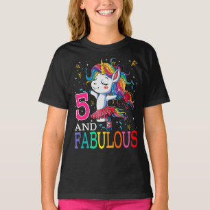 T-shirt Enfants filles 5e anniversaire Unicorn Fabulous 5 