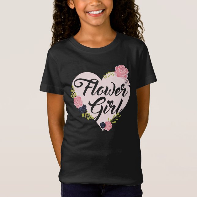 T-Shirt Enfants Flower Girt Heart Bridesmaid Shirts Mariag (Devant)