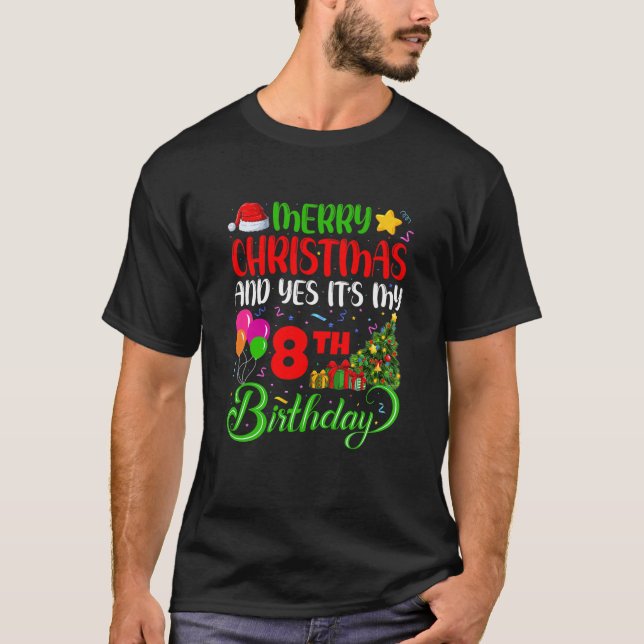 T-shirt Enfants Funny Joyeux Noël Oui C'est mon 8e anniver (Devant)