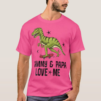 T-shirt Enfants Gammy Et Papa M'Aiment Grand-Fils Dinosaur