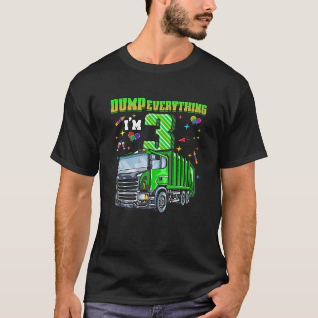 T-shirt Enfants Garbage Truck 3E Anniversaire Garçons 3 an (Devant)