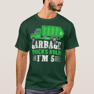 T-shirt Enfants Garbage Trucks Règle I'm 5 years Garbage T