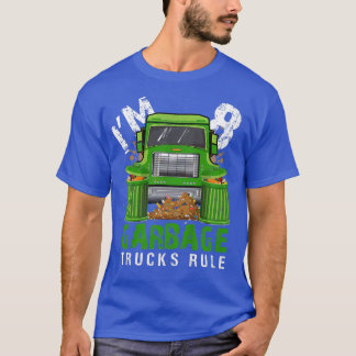 T-shirt Enfants Garbage Trucks Règle I'm 8 years Garbage T