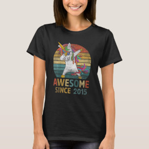 T-shirt Enfants géniaux depuis 2015 Dabbing Unicorn 8e ann