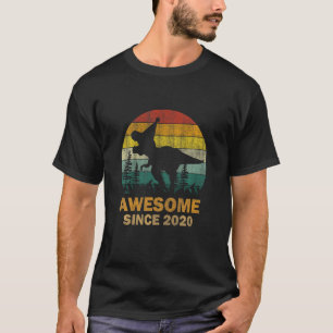 T-shirt Enfants géniaux depuis 2020 3 ans Dinosaur 3ème Bi