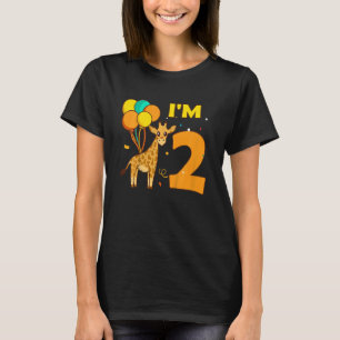 T-shirt Enfants Giraffe Animaux Animal Love Girl I Am 2 Ye