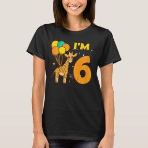 T-shirt Enfants Giraffe Animaux Animal Love Girl I Am 6 Ye