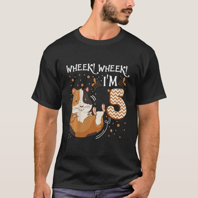 T-shirt Enfants Guinéen Cochon 5 ans Cavy 5e anniversaire  (Devant)