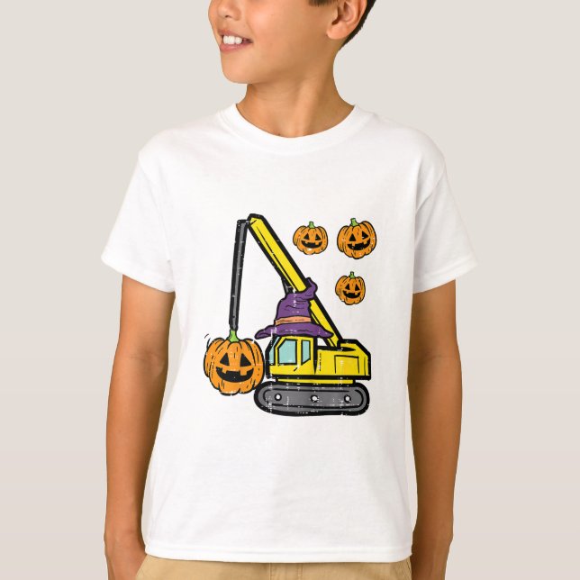 T-shirt Enfants Halloween Crane Construction Truck Costume (Devant)