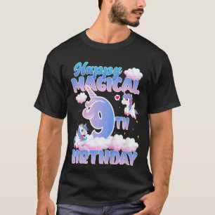 T-shirt Enfants Happy Magical 9th Birthday Flying Unicorns