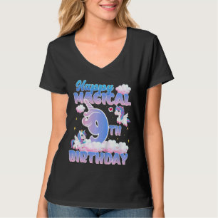 T-shirt Enfants Happy Magical 9th Birthday Flying Unicorns