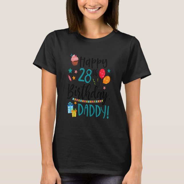 T-shirt Enfants heureux 28e anniversaire papa Anniversaire (Devant)