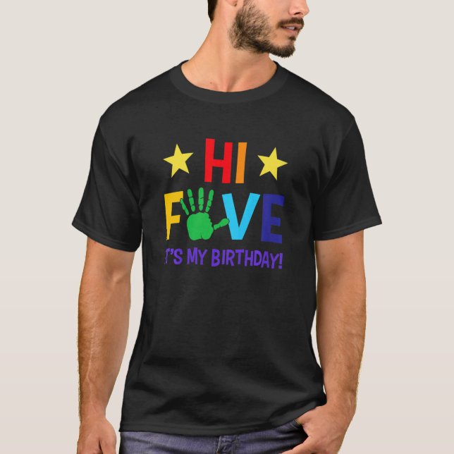 T-shirt Enfants Hi 5 C'est mon anniversaire Handprin de ci (Devant)