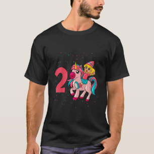 T-shirt Enfants J'ai 2 ans avec la licorne fille anniversa