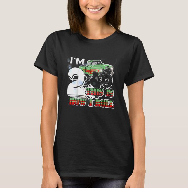 T-shirt Enfants J'ai 2 ans Voici comment je roule Monster  (Devant)