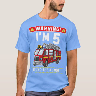 T-shirt Enfants J'ai 5 ans Petit Pompier Camion d'incendie