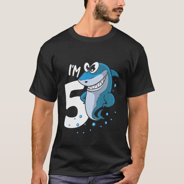T-shirt Enfants J'ai 5 ans Requin 5e anniversaire (Devant)