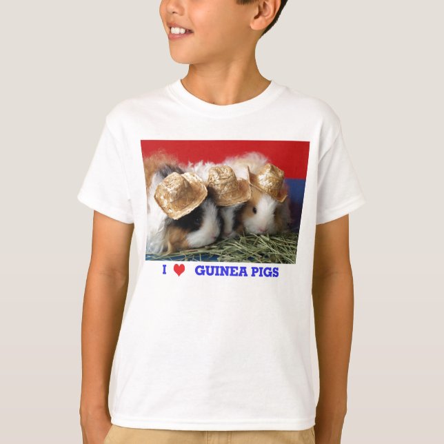 T-shirt Enfants J'aime Guinée Cochons T Chemise (Devant)
