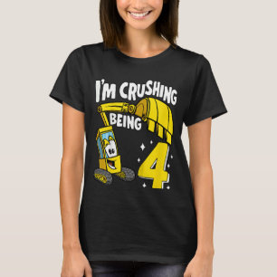 T-shirt Enfants Je me dépêche Être 4 ans Garçons Excavateu