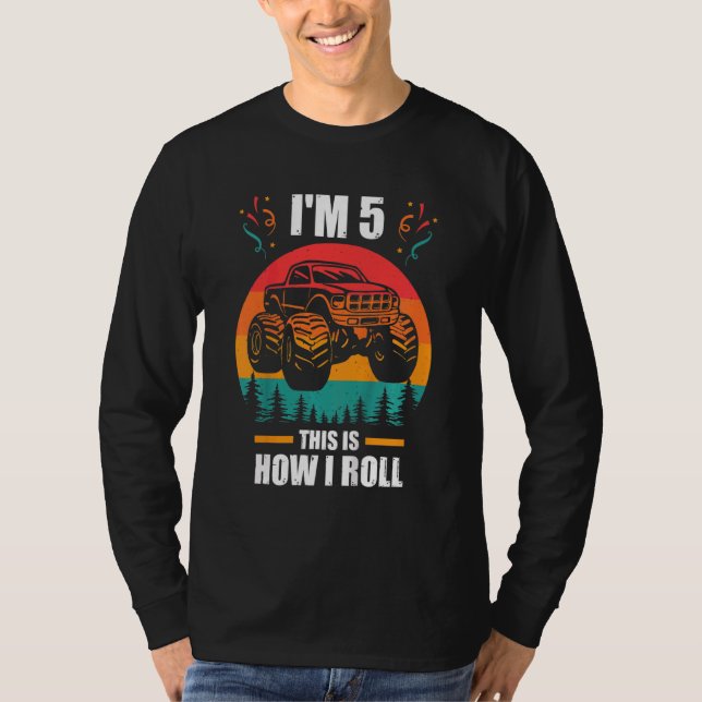 T-shirt Enfants Je suis 5 Voici comment je roule Monster T (Devant)