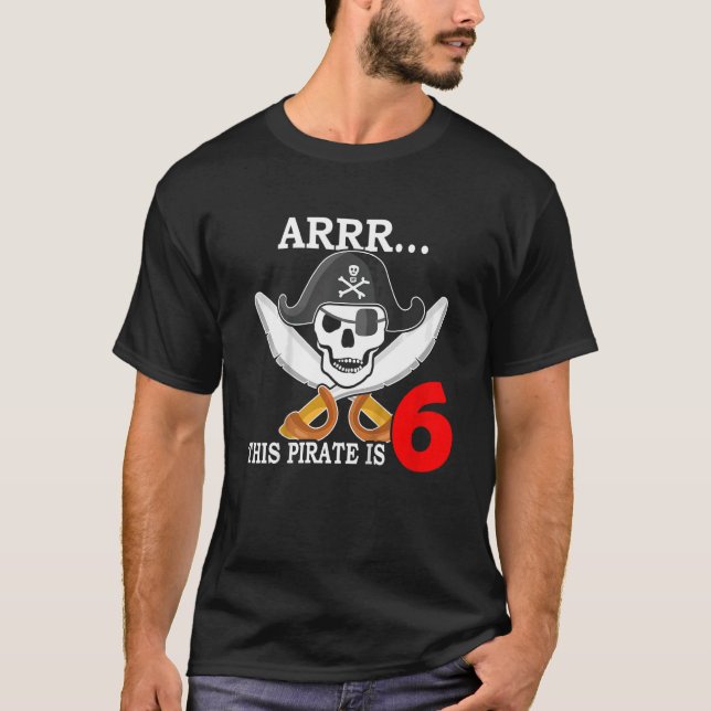 T-shirt Enfants Je Suis 6 Ans Garçon Pirate Capitaine 6 An (Devant)
