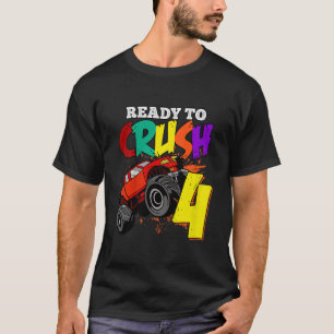 T-shirt Enfants Je suis prêt à écraser 4 ans Monster Truck