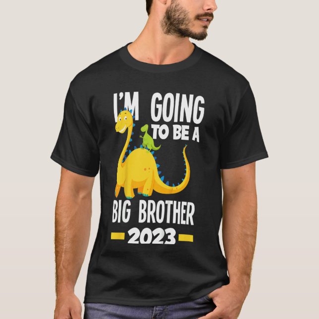 T-shirt Enfants Je vais être un grand frère 2023 Dinosaur  (Devant)