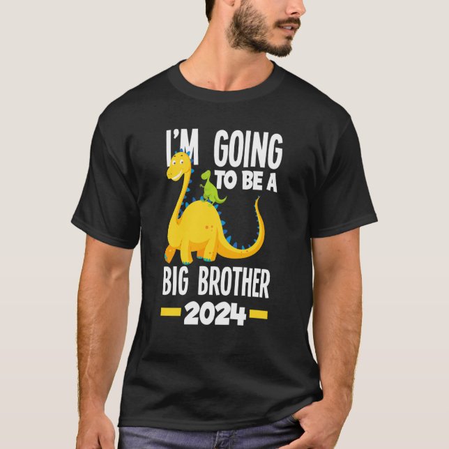 T-shirt Enfants Je vais être un grand frère 2024 Dinosaur  (Devant)