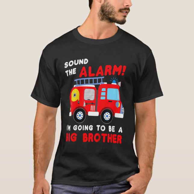 T-shirt Enfants Je vais être un grand frère Firetruck bébé (Devant)