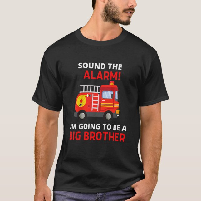 T-shirt Enfants Je vais être un grand frère Firetruck bébé (Devant)