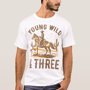 T-shirt Enfants Jeune Sauvage Et Enfant De Trois Ans Cowbo