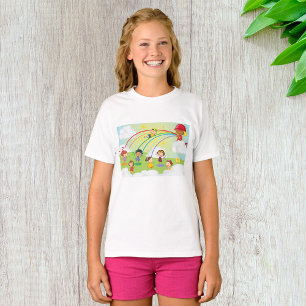 T-shirt Enfants Jouant Sous un Jet d'Arroseur Arc-en-Ciel