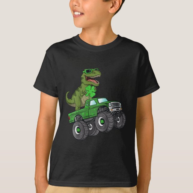 T-shirt Enfants Jour de la Saint Patrick T Rex équitation  (Devant)