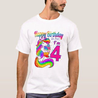 T-shirt Enfants Joyeux Anniversaire Pour Moi J'ai 4 Ans Un