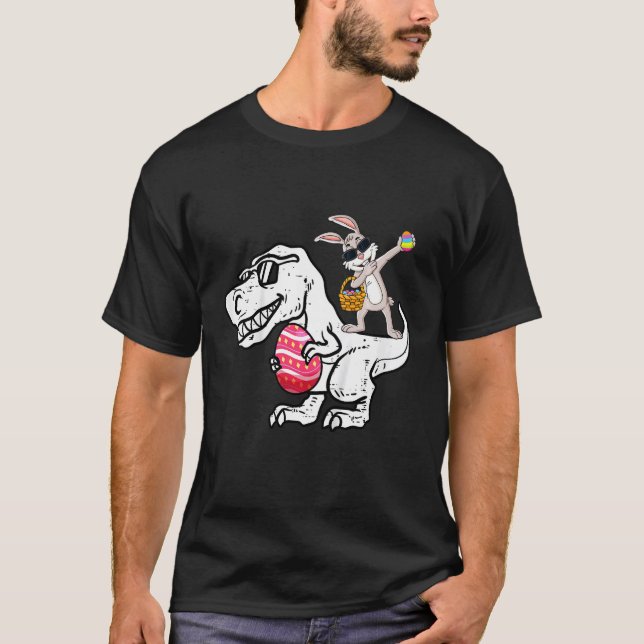 T-shirt Enfants Joyeux Rex de Pâques Dino Dabbing Rabbit P (Devant)