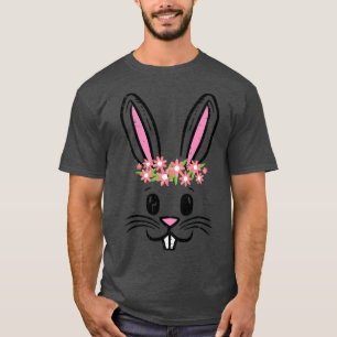 T-shirt Enfants Lapin de Pâques Fleurs de visage Filles mi