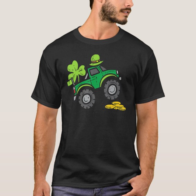 T-shirt Enfants Leprechaun Monster Camion Shamrock St Patr (Devant)
