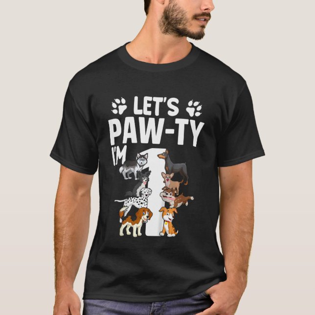 T-shirt Enfants Lets Pawty I'm 1 Chien Chien Chien Chien 1 (Devant)