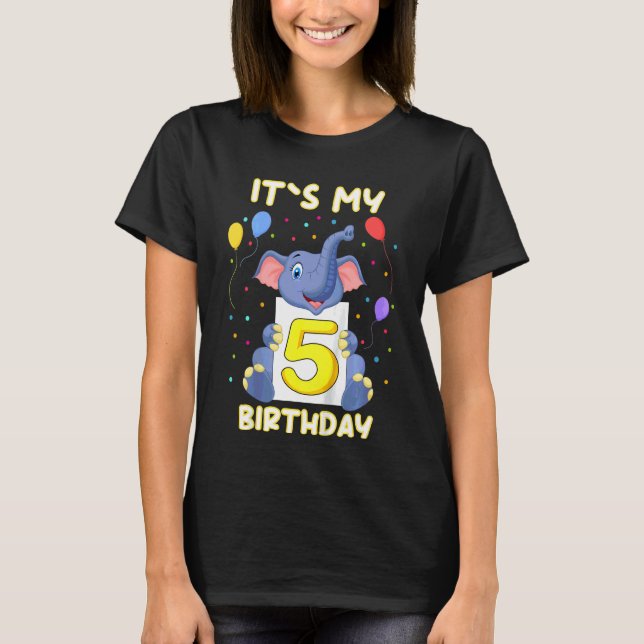 T-shirt Enfants Little Elephant 5e anniversaire Mon annive (Devant)